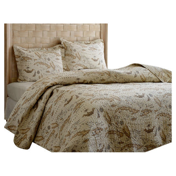 Full / Queen size 100% Cotton Caribbean Map Reversible Quilt Set - Deals Kiosk