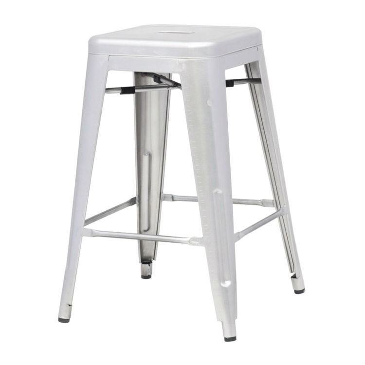Indoor Outdoor Backless Stacking Counter Height Bar Stool in Gunmetal Steel