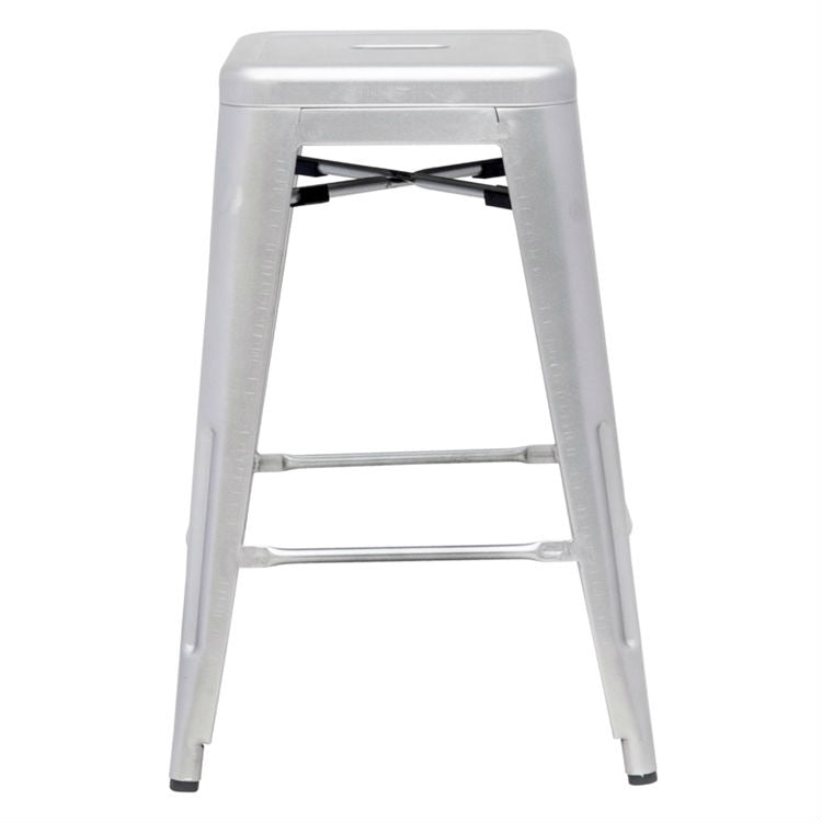 Indoor Outdoor Backless Stacking Counter Height Bar Stool in Gunmetal Steel - Deals Kiosk