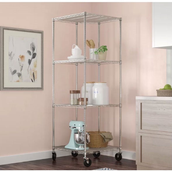 Heavy Duty 4-Tier Corner Storage Rack Shelving Unit with Casters - Deals Kiosk