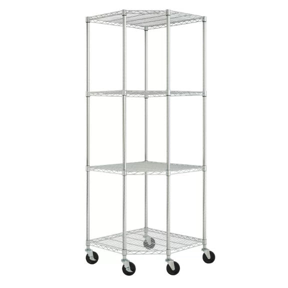 Heavy Duty 4-Tier Corner Storage Rack Shelving Unit with Casters - Deals Kiosk