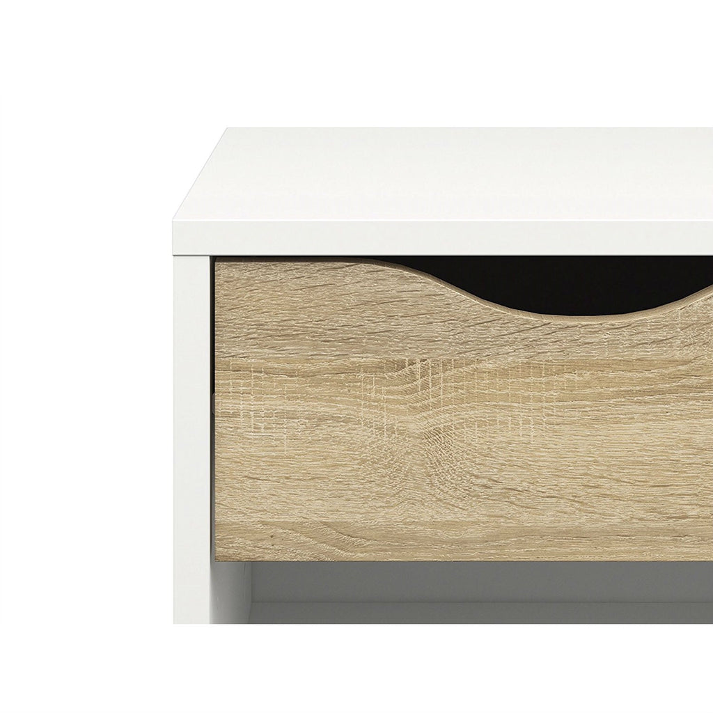 Modern Mid Century Style End Table Nightstand in White & Oak Finish - Deals Kiosk