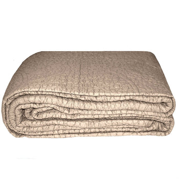 Full / Queen 3-Piece 100% Cotton Quilted Bedspread in Taupe - Deals Kiosk