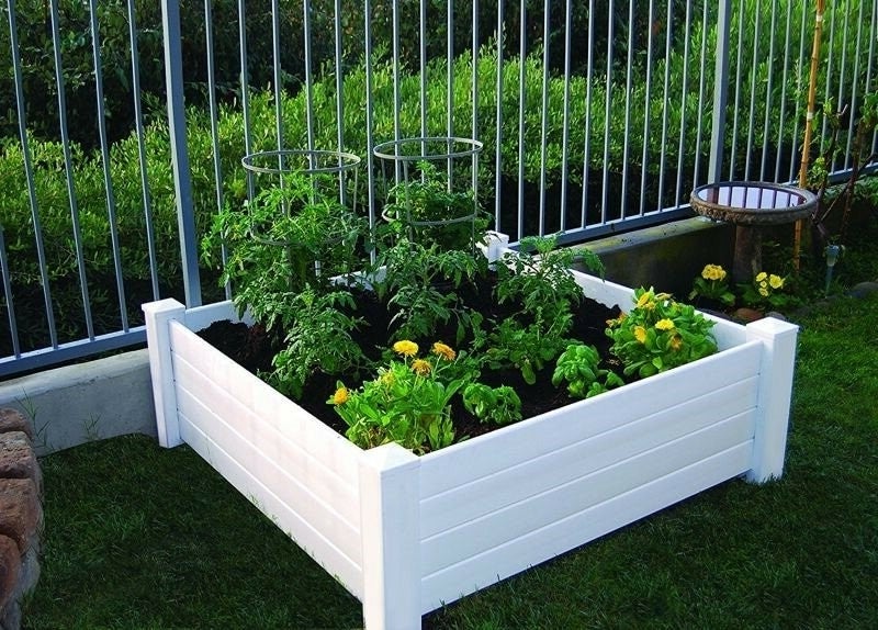 4ft x 4ft Square White Plastic Raised Garden Bed Planter Box - Deals Kiosk