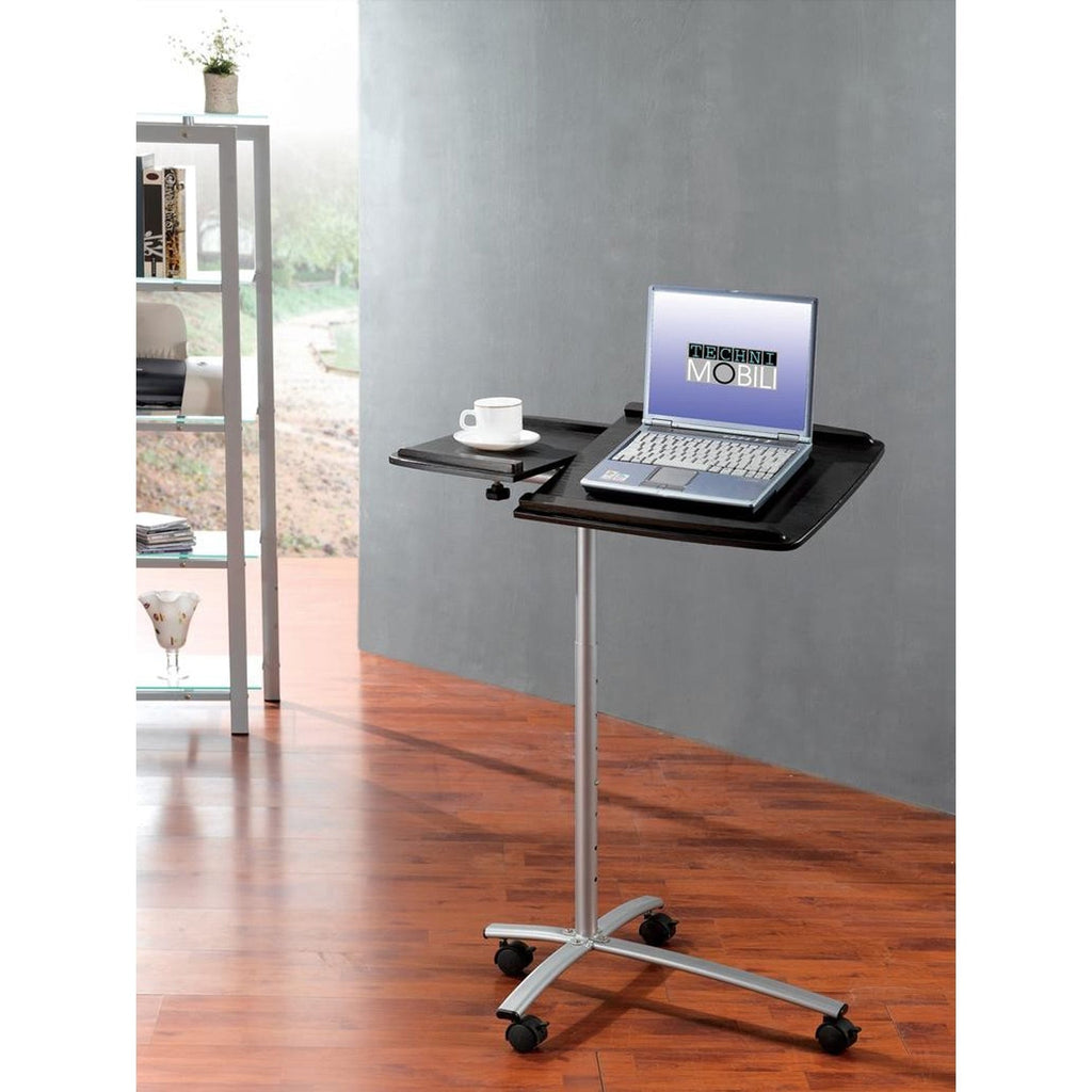 Adjustable Laptop Computer Cart Desk Stand in Graphite Wood Grain - Deals Kiosk