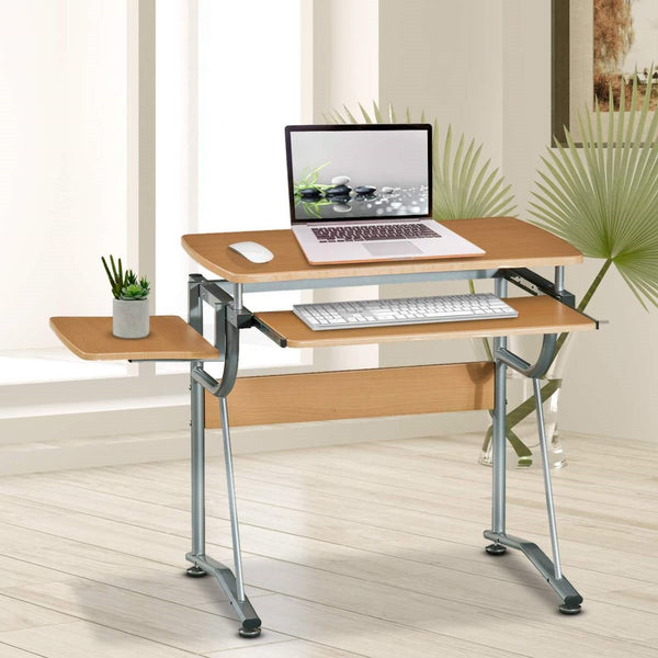 Compact Contemporary Computer Desk in Light Cherry Finish - Deals Kiosk