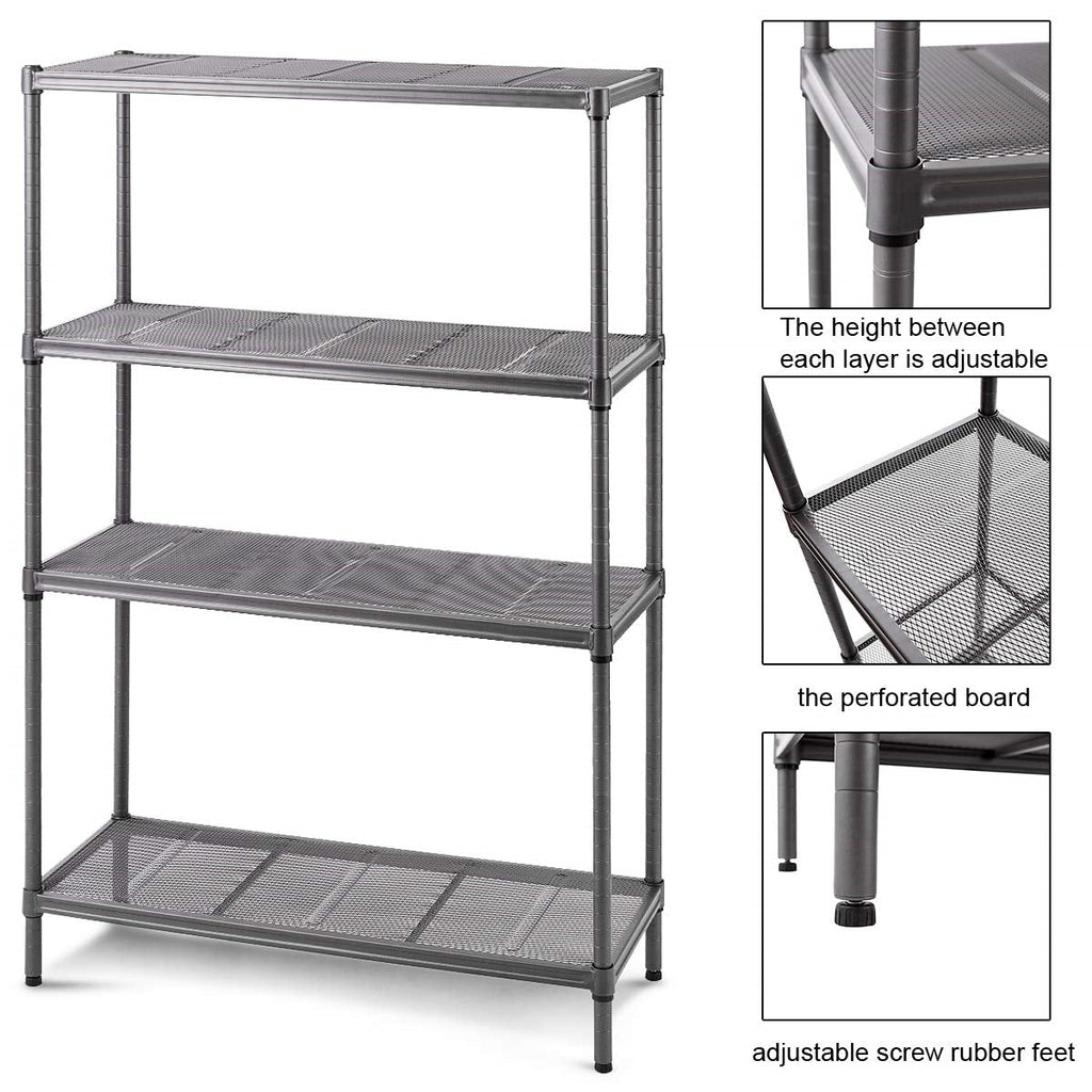 Heavy Duty Steel Mesh 4-Shelf Storage Organizer Shelving Unit - Deals Kiosk