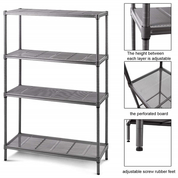 Heavy Duty Steel Mesh 4-Shelf Storage Organizer Shelving Unit - Deals Kiosk