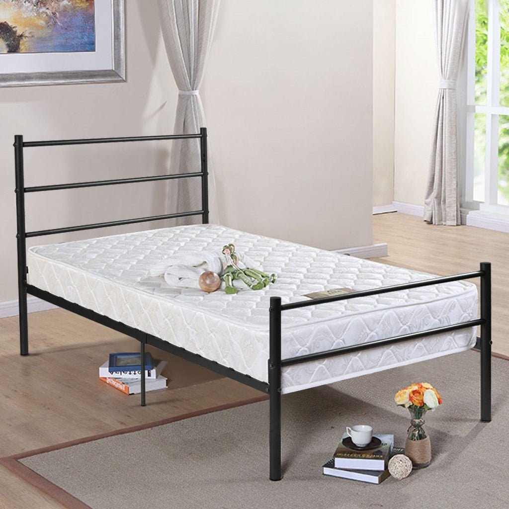 Black Steel Twin Heavy Duty Basic Platform Bed - Deals Kiosk