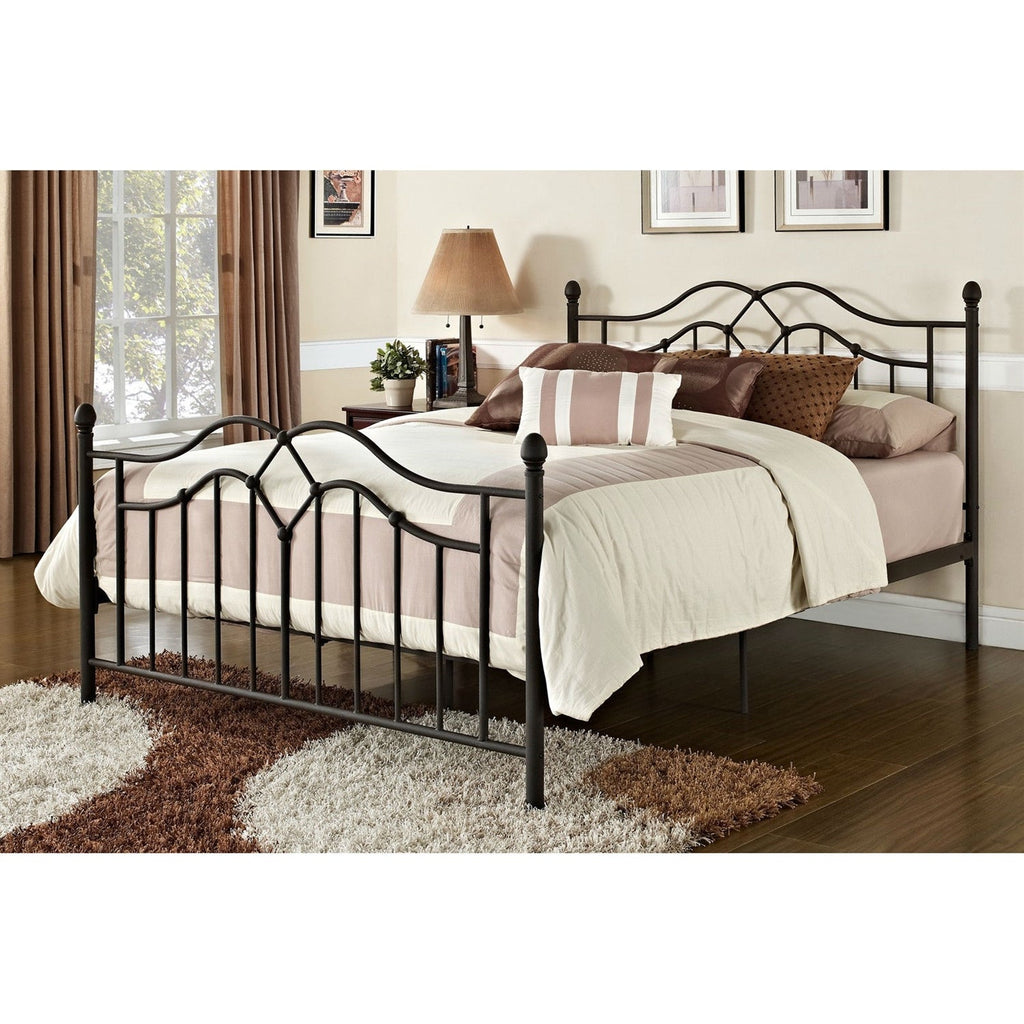 Full size Modern Classic Metal Bed Frame in Brushed Bronze Finish with Headboard and Footboard - Deals Kiosk