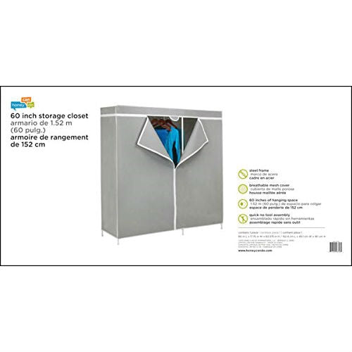 60-inch Grey Portable Closet Clothes Organizer Wardrobe - Deals Kiosk