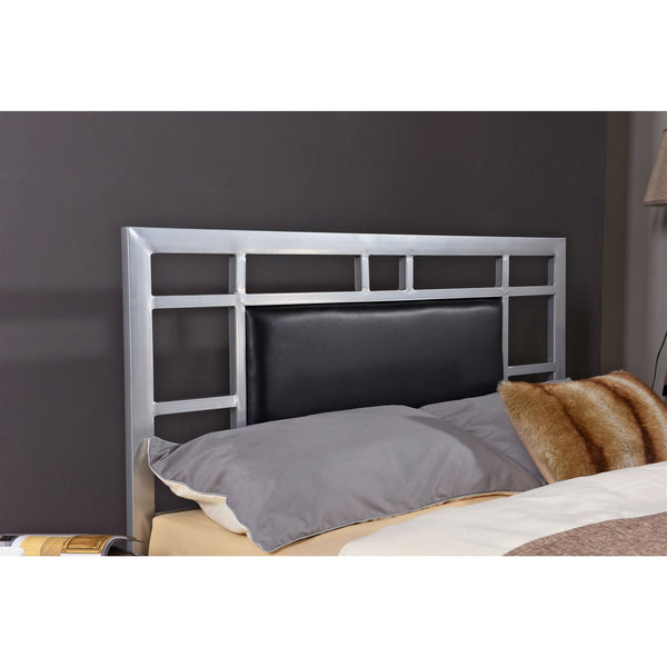 Full size Silver Metal Platform Bed Frame with Upholstered Headboard - Deals Kiosk