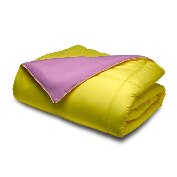Full/Queen size 3-Piece Purple/Yellow Microfiber Comforter Set with 2 Shams - Deals Kiosk