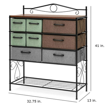 8-Drawer Wood/Metal Storage Dresser Entryway Cabinet Chest with Fabric Drawer - Deals Kiosk