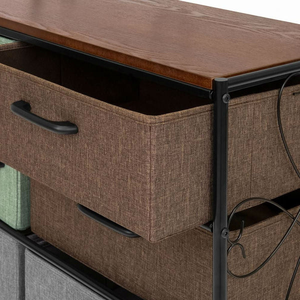 8-Drawer Wood/Metal Storage Dresser Entryway Cabinet Chest with Fabric Drawer - Deals Kiosk