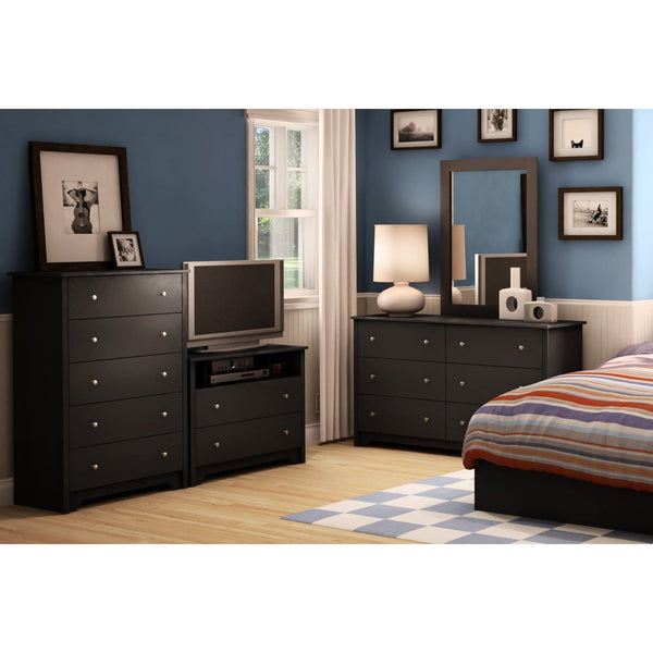 Black 6 Drawer Bedroom Dresser with Nickle Metal Knobs Handles - Deals Kiosk