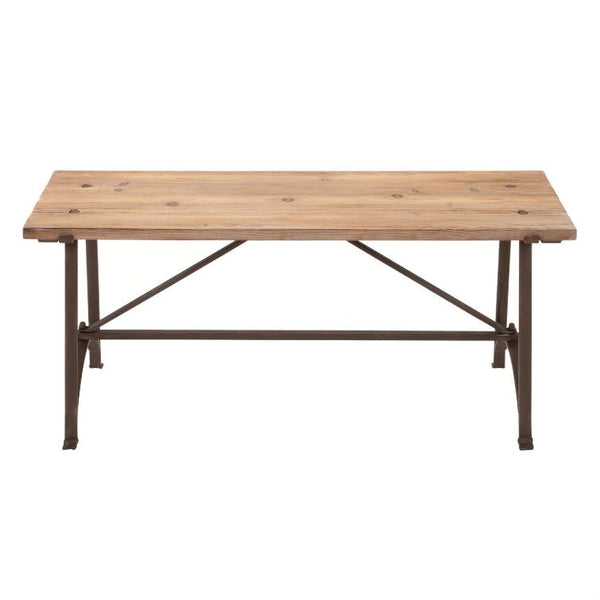 Iron Frame Accent Bench with Solid Wood Seat