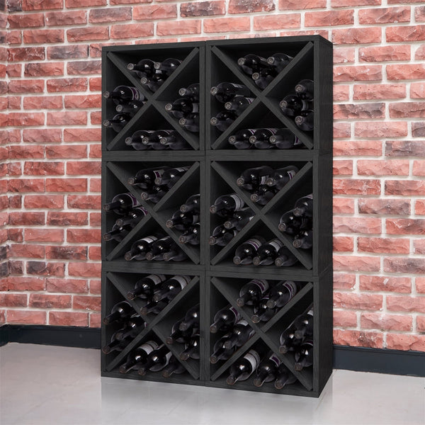 Black Wood 12-Bottle Stackable Wine Rack - Deals Kiosk