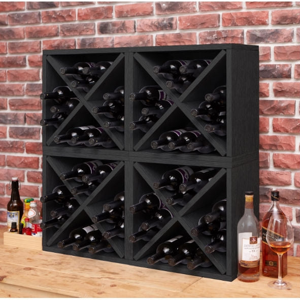 Black Wood 12-Bottle Stackable Wine Rack - Deals Kiosk
