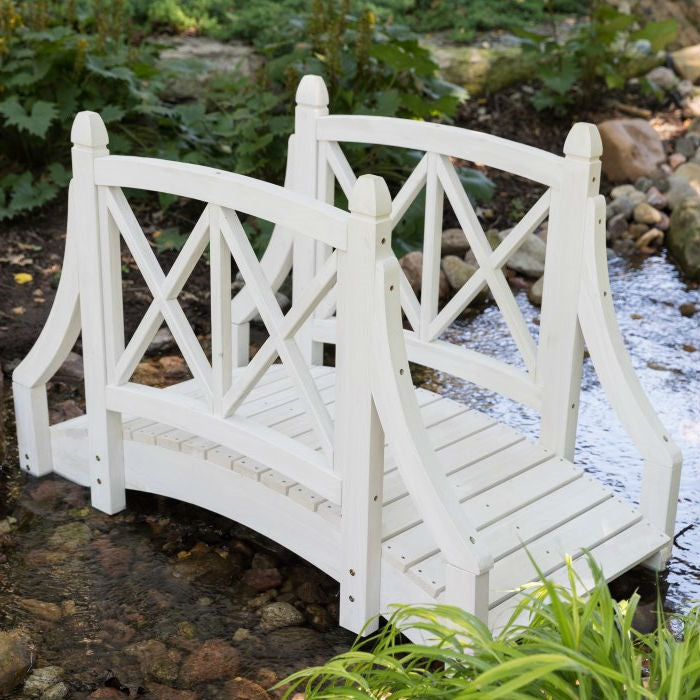 Durable White 4ft Canadian Hemlock Garden Bridge - Deals Kiosk