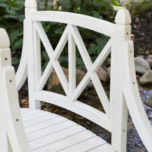 Durable White 4ft Canadian Hemlock Garden Bridge - Deals Kiosk