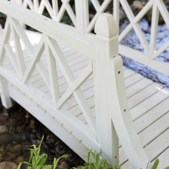 Durable White 6ft Canadian Hemlock Garden Bridge - Deals Kiosk