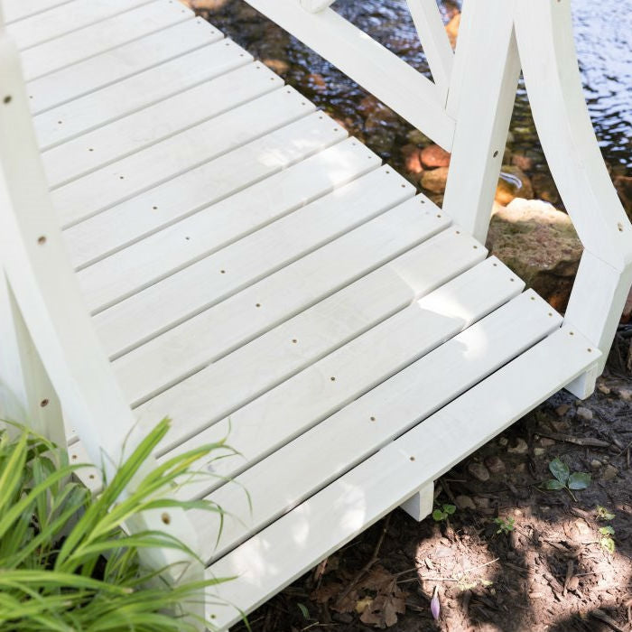 Durable White 6ft Canadian Hemlock Garden Bridge - Deals Kiosk