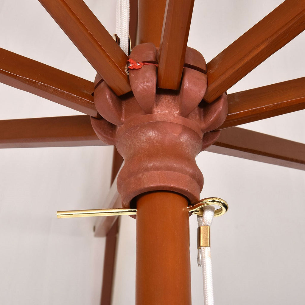 Beige 10-ft Outdoor Patio Umbrella with Wooden Pole - Deals Kiosk