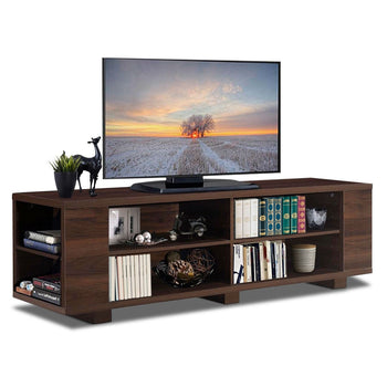 Modern TV Stand in Walnut Wood Finish - Holds up to 60-inch TV - Deals Kiosk