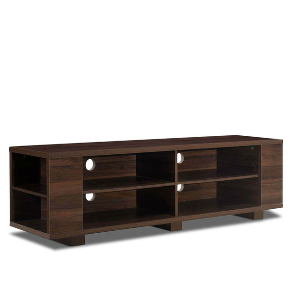 Modern TV Stand in Walnut Wood Finish - Holds up to 60-inch TV - Deals Kiosk
