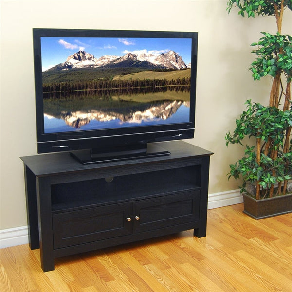 44-inch Flat Screen TV Stand in Black Wood Grain Finish - Deals Kiosk