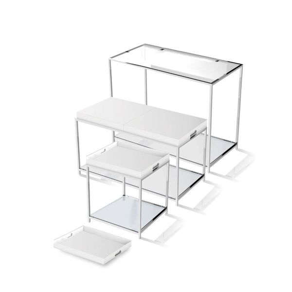 Modern Classic Metal End Table with White Removable Tray - Deals Kiosk