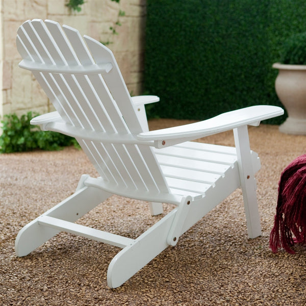 Folding Adirondack Chair in White Wood Finish - Deals Kiosk
