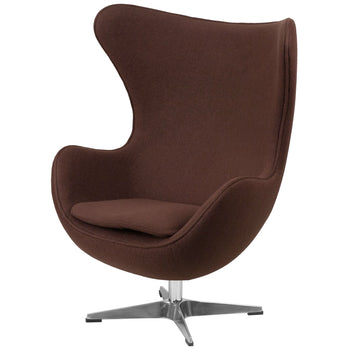 Brown Wool Fabric Upholstered Egg Shaped Modern Arm Chair - Deals Kiosk