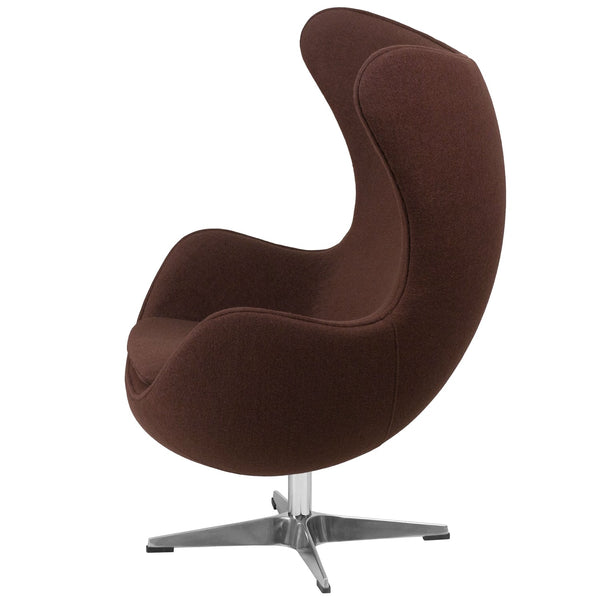 Brown Wool Fabric Upholstered Egg Shaped Modern Arm Chair - Deals Kiosk
