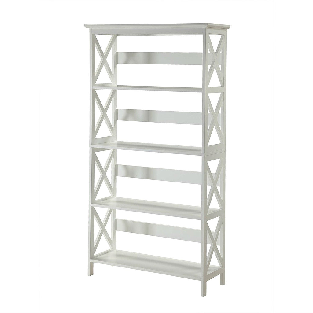 Glossy White 5-Shelf Bookcase - Deals Kiosk