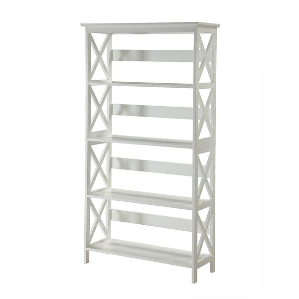 Glossy White 5-Shelf Bookcase - Deals Kiosk