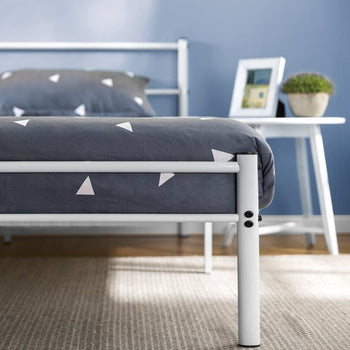 Contemporary Tubular Steel Painted White Platform Bed (Full) - Deals Kiosk
