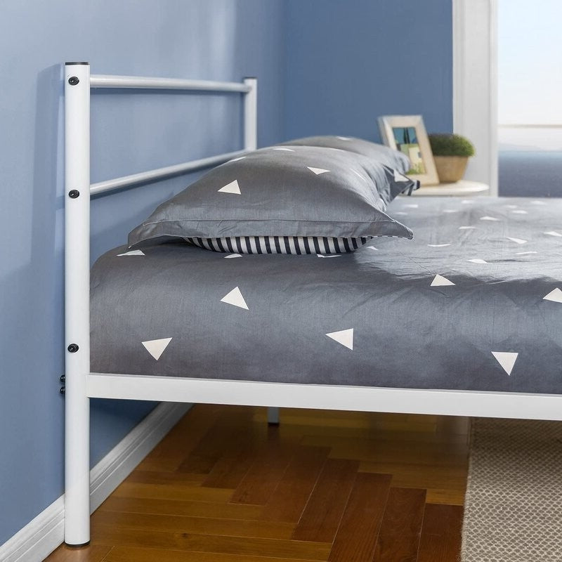 Contemporary Tubular Steel Painted White Platform Bed (Full) - Deals Kiosk