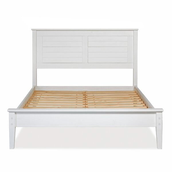 Contemporary White Solid Pine Platform Bed in Queen Size - Deals Kiosk