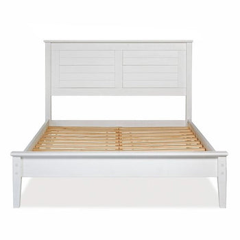 Contemporary White Solid Pine Platform Bed in Queen Size - Deals Kiosk