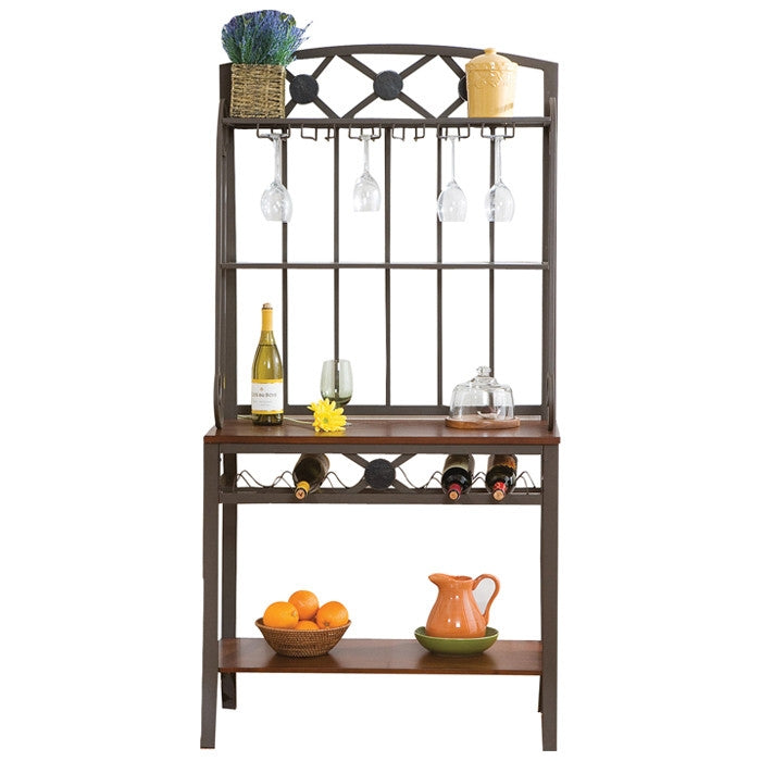 Bakers Rack with Stemware Hangers and Wine Rack - Deals Kiosk