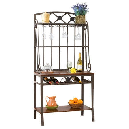 Bakers Rack with Stemware Hangers and Wine Rack - Deals Kiosk