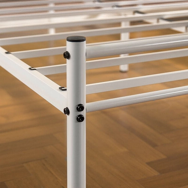 Contemporary Tubular Steel Painted White Platform Bed (Queen) - Deals Kiosk