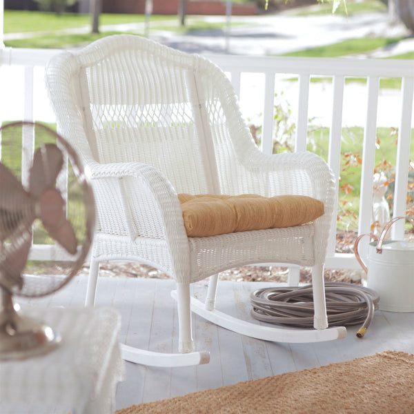 Indoor/Outdoor Patio Porch White Resin Wicker Rocking Chair - Deals Kiosk