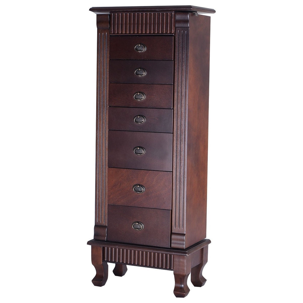 Classic 7-Drawer Jewelry Armoire Wood Storage Chest Cabinet - Deals Kiosk