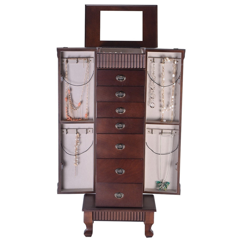 Classic 7-Drawer Jewelry Armoire Wood Storage Chest Cabinet - Deals Kiosk