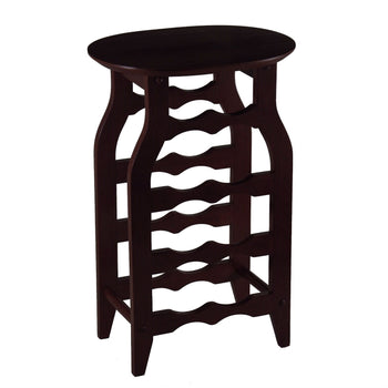 8-Bottle Oval Wine Rack Side Table in Espresso - Deals Kiosk