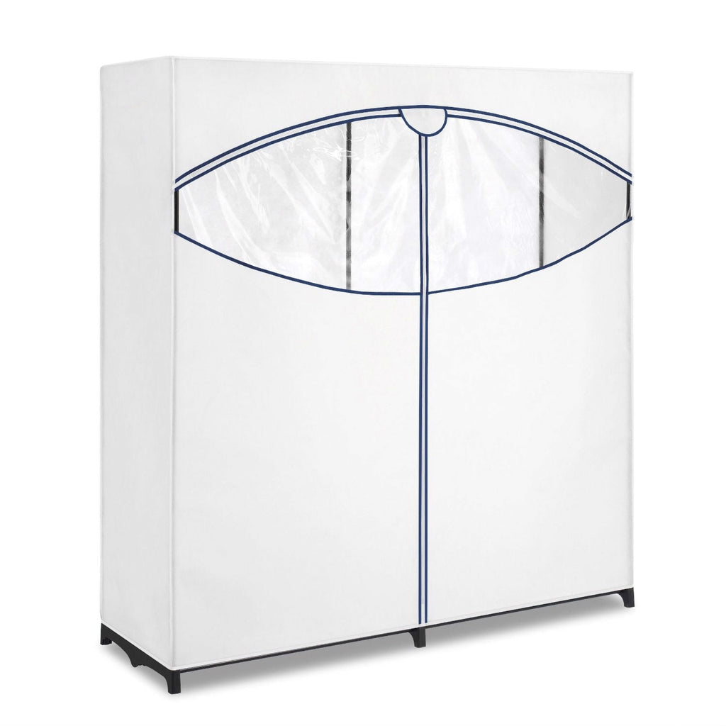 60-inch Wide Zippered Clothes Closet Wardrobe in White