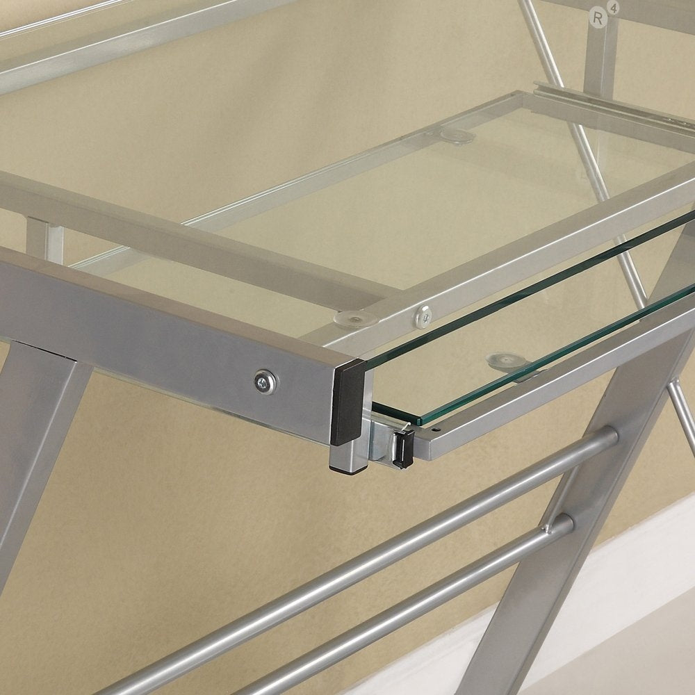 Modern Corner Computer Desk in Metal and Glass - Deals Kiosk